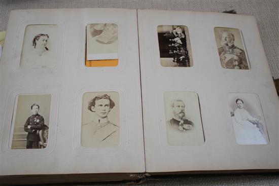 A Victorian photograph album containing 224 cabinet photographs of military figures, politicians, dignitaries, etc., qto, green moroc